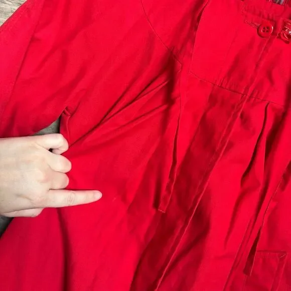 London Fog 7 Red Hooded Jacket Fleece Lined Classic Preppy Luxury Vintage Style
